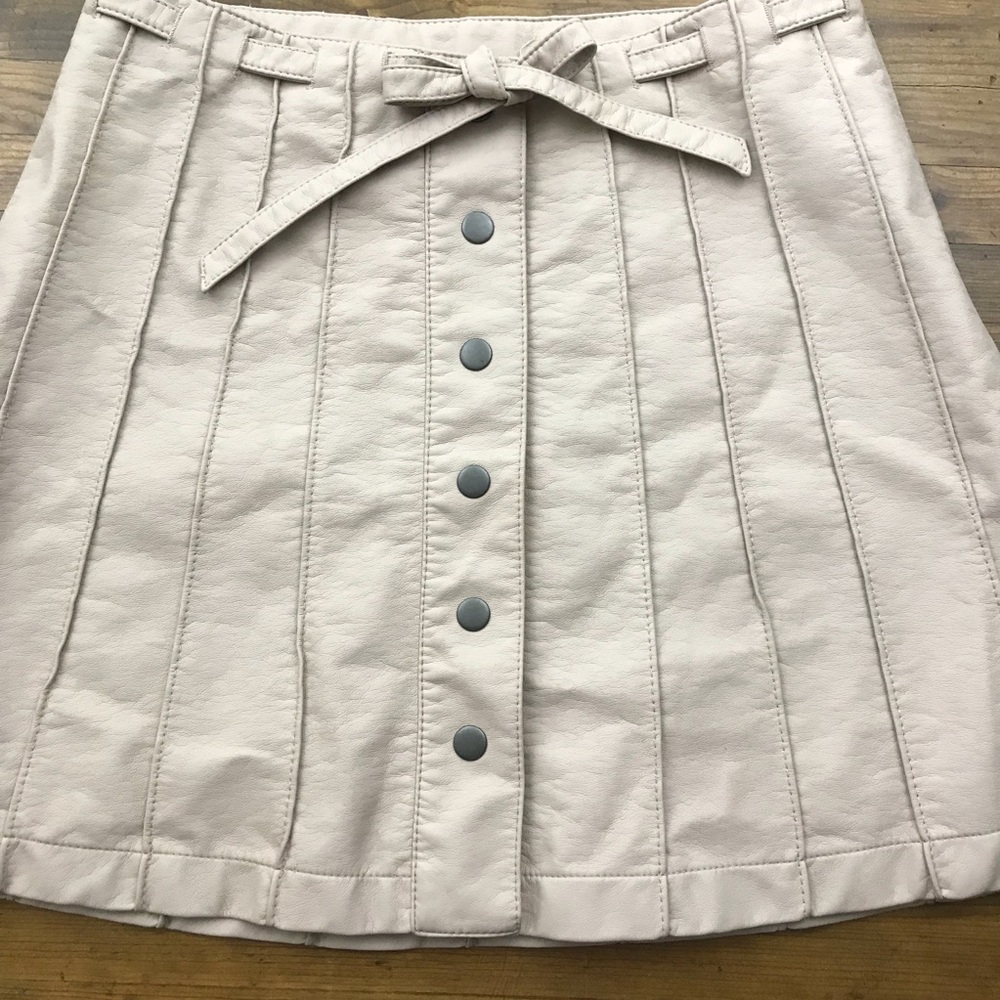 Free People Faux Leather Pleated A Line Skirt C - Picture 3 of 8